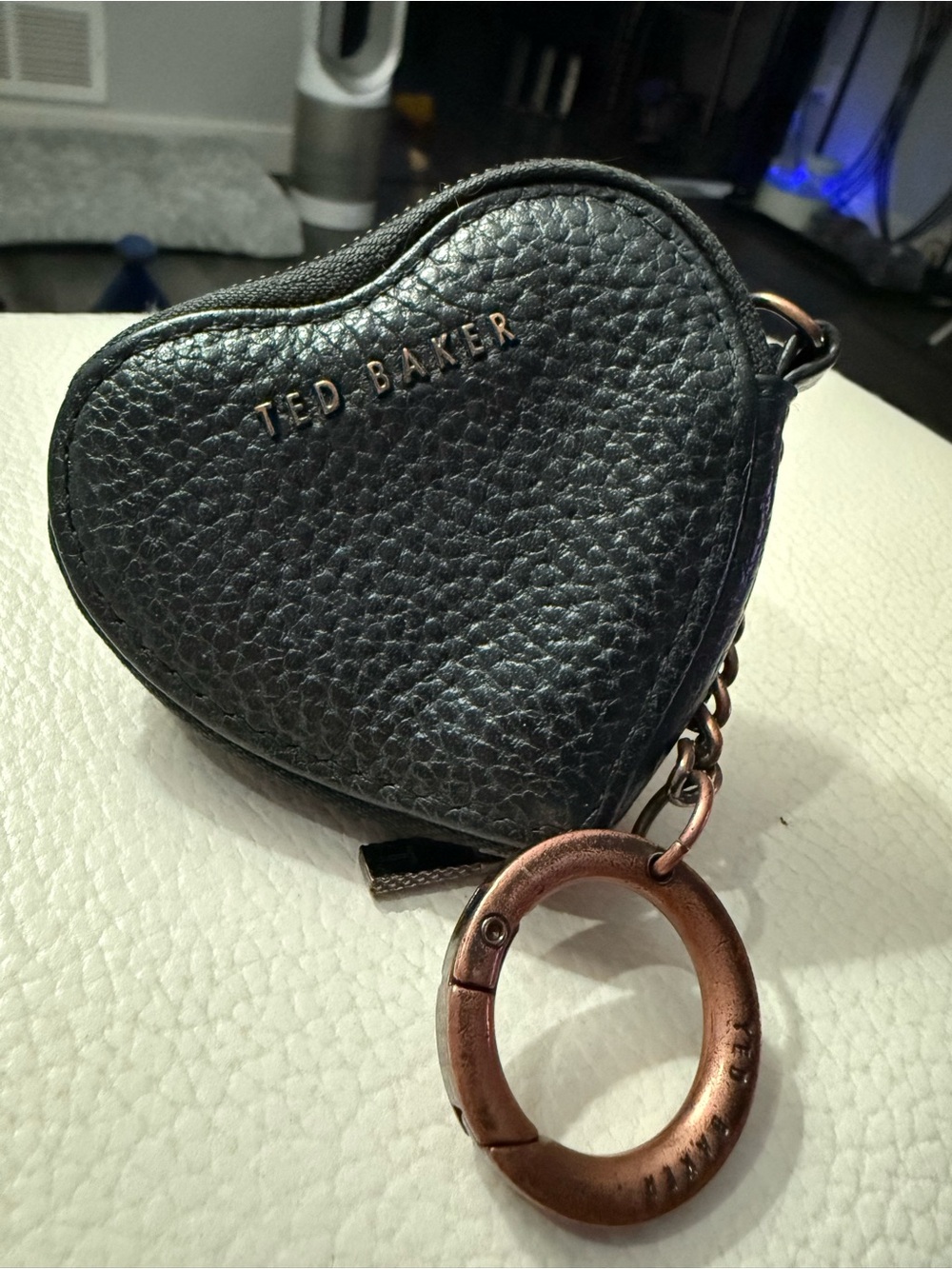 Ted Baker Black Heart Coin Pouch Keychain